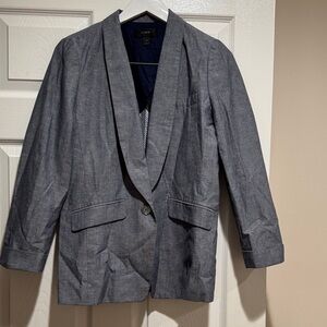 J. Crew Woman Slate-Blue Shawl Collar Blazer Chambray Size 4